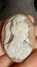 Antique 19th Cameo brooch victorian Athena in Gold Mount Carved Shell 9ct picture