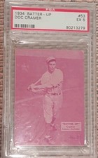 1934 BATTER-UP #53 Doc Cramer Philadelphia Athletics PINK VARIATION PSA 5 picture
