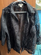 Notations Women Sheer Button-Up Black Plus Size 1X NWT picture