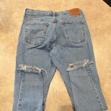 Levi's Premium 501 Skinny Jeans Blue Light Wash Button Fly Distressed 5-Pkt picture