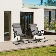2pc Outdoor Patio Folding Rocking Chair Set Garden Rocker Chaise Lounge Mesh picture
