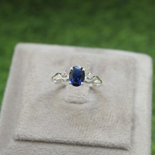 925 Silver Blue Sapphire Gemstone Ring picture