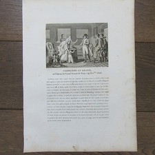  ENGRAVING 1830 NAPOLEON AT THE CASTLE OF THE GREAT VENEUR OF SAXON 24 OCT.1806 picture