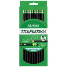 Ticonderoga #2 HB Wood Pencils Black Unsharpened 12 Count School Office picture