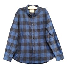 Weatherproof Vintage Mens Button Up Shirt XL Long Sleeve Blue Check Cotton Blend picture