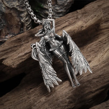 Gaia Angel Jewelry Vintage Silvery Sexy Goddess Standing Pendant Necklace picture
