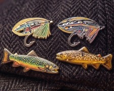 Brook Trout Pin, Brown Trout Pin, Classic Fly Fishing Enamel Pins, Hat Pins picture