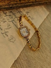 Gold French Vintage Style Unique Heart Band Dainty Women’s Wrist Watch picture