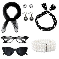 50s Women Vintage Costume Accessories Set Black Vintage Style Dress Up Props picture