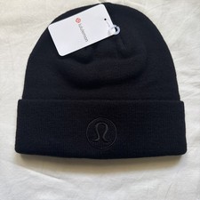Lululemon Warm Revelation Beanie Black Logo Winter Hat One Size 56cm NWT picture