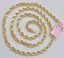 Real 14k Yellow Gold Rope Chain Necklace 4mm 18-26 Inch Diamond Cut Mens 14kt picture