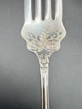 Antique 1847 Rogers Bros CHARTER OAK Silverplate Serving Fork  Art Nouveau 1906 picture