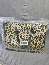 Chico's Animal Print Leopard Tote with Clasp, Double Handles, Inner Pockets, Go… picture