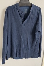 L.L.Bean Traditional Fit Men’s LT heavy weight  Blue Long Sleeve Henley  picture