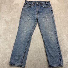 Levi's 516 Jeans Mens 34x30 Blue Straight Leg Blue Distressed Grunge Denim Work picture