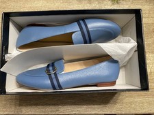Talbots Women's Size 7 1/2 Blue leather D-ring loafers never worn- original box picture