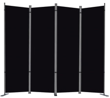 Biombo Separador de Ambientes 4 Paneles Plegable 180 cm con Base Estable Negro picture