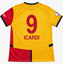Galatasaray AS Mauro Icardi #9 Yellow Red Soccer Jersey Trendyol Patch Size L picture