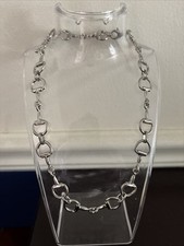 NWOT Classic Horsebit Equestrian Snaffle bit Silver Necklace picture