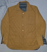 Pendleton Reversible Canvas Jacket Mens M Brown Duck Quilted Wool Striped Snap picture