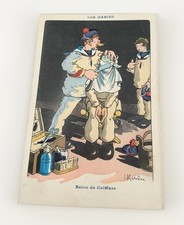 Henri Gervèse French Navy Postcard Vintage Barber Shaving Straight Razor Blade picture
