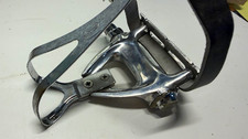 Vintage Campagnolo Road Bike Pedals w/ Toe Clips & Leather Straps 9/16x20 picture