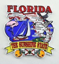 FLORIDA STATE ELEMENTS MAP FRIDGE COLLECTIBLE SOUVENIR MAGNET picture