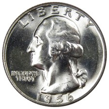 1956 Washington Silver Quarter Uncirculated Mint State 25c Coin picture