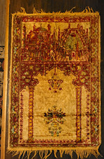 Antique 100% Silk Circa 1870 Prayer Rug Approx 34