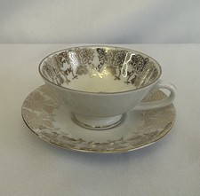 Vintage GKC Bavaria Gold Chintz Teacup and Saucer Set - Cream Filigree MINT picture