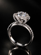 1.5 ct Flower Set Moissanite Ring 925 Sterling Silver White Gold Filled Size 6 picture