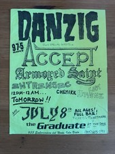 Danzig Flyer Accept Armored Saint Punk Rock Metal 1989 Misfits Rare Vintage picture