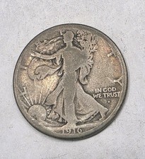 1916-S S/S Walking Liberty Half Dollar Double Die Obverse, Good Cond, Key Date. picture