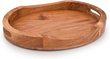 Tray Acacia Wood Oval Large Tray with Handle Serving Trays for Living Room Home picture