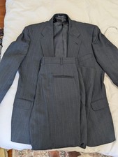 Vtg Stafford Suit Mens 44R 2 Pc Pinstripe Gray Blue 100% Wool USA Made 36x30 picture