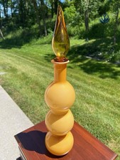 Vintage Atomic Space Age Empoli Genie Bottle Butterscotch Cased Italian Glass picture