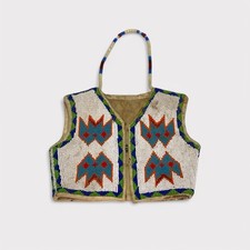 Antique Native American Sioux Fully Beaded Leather Baby Vest Museum Grade  picture