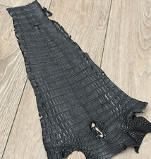 Black Caiman Crocodile Tail belly Hide Leather Skin alligator real Croc 108 picture