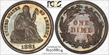 1881 PCGS PR-63 F-103 Liberty Seated Dime picture