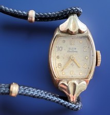 Vtg 1940s Elgin Watch DeLuxe WWII Grandmas 10K Gold Filled Oval Nurses Priceless picture
