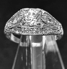 Vintage Platinum Diamond Ring .5 Carat Center Diamond 1.3 Carats Total (Approx) picture