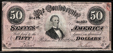 1864 CSA Confederate States of America $50 Obsolete Banknote T-66 PF-2 Cr. 496 picture