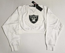NFL Apparel Las Vegas Raiders Logo White Cropped Sweatshirt / Women's Large picture