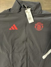 Adidas Manchester United Anthem ZNE Jacket Mens L Black Red Full Zip JM5559 picture