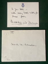 Antique Hand Signed Christmas Card Prince Charles of Wales & Princess Diana picture