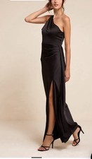 Lulus NWT Black Signature Elegance One Shoulder Lined Maxi XS picture