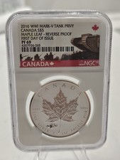 2016 Canada WWI Mark-V Tank Privy $5 Silver Maple Leaf NGC PF69 Reverse Proof picture