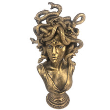 Medusa Bust Statue 15 Inch Gold Snake Gothic Halloween Greek Mythology Decor picture