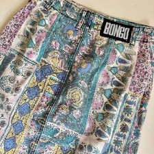 Vintage 90s Bongo multi-colored patchwork skirt sz S picture