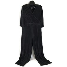 NEW Catherine's Faux Wrap Ribbed Jumpsuit Women's Plus Size 1X Black Lined Party picture